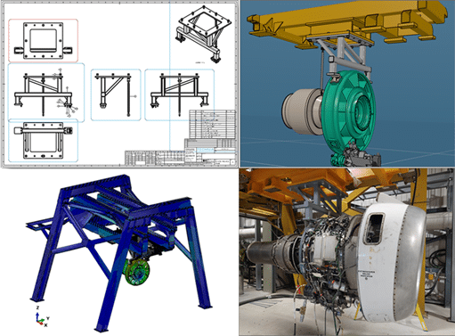 validated and approved manufacturing drawings for an engine mounting frame